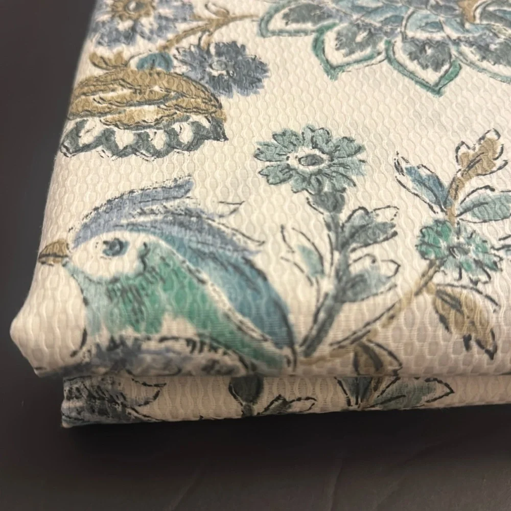 CARO HOME 100% Cotton Shower Curtain With Birds/Flower Design
